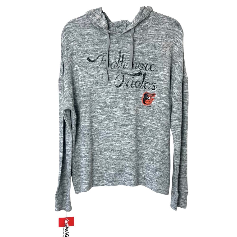 NWT Soft As A Grape MLB BALTIMORE ORIOLES Pullover Hoodie Cross Back Sweatshirt